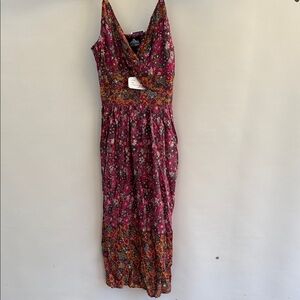 Angie Floral Midi Dress in Pink and Orange